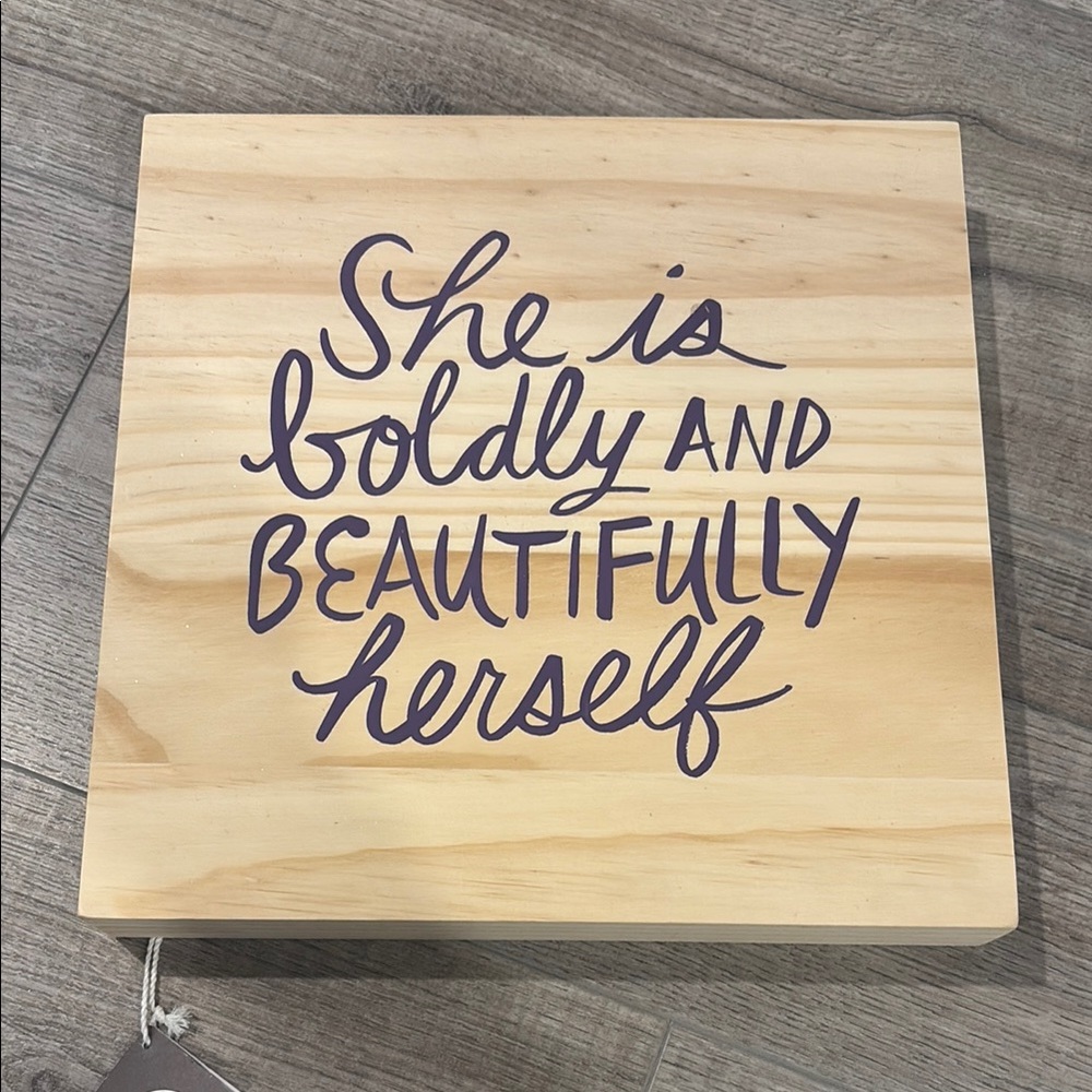 Wooden Inspirational Sign with Purple Text